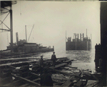 Contract No. 4. View of launching of  New Jersey (north) river shaft caisson. Staten Island Shipbuilding Co.'s Plant, Mariner's Harbor, S.I., 1/3/23, 8:46 a.m.