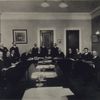 The signing of the Interstate Treaty between the New York State Bridge & Tunnel Comission, representing the State of New York, and the New Jersey Interstate Bridge & Tunnel Comission, representing the State of New Jersey, for the construction of the Hudson River Vehicular Tunnel, at the office of the Comissions in the Hall of Records, New York City, on December 30th, 1919.