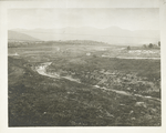 Ashokan Reservoir.  General view up-stream from Olive Bridge dam, showing Esopus creek and reservoir basin after clearing. Note Bishop's Falls on left. Contract 72. September 9, 1913.