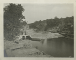 Ashokan Reservoir.  View of Esopus creek at Olive Bridge dam site, showing coffer -dams and two lines of 8-foot steel pipes for carrying flow of creek. August 8, 1907.