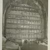 Ashokan Reservoir. Forms for concrete plug, 26 feet thick, in stream-control conduit in Olive Bridge dam. The 6-foot opening at  bottom carries the flow of Esopus creek. Contract 3. August 25, 1913.