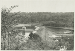 Kensico reservoir. View of old Kensico dam and portion of reservoir before construction opertions began. Contract 9. October 16, 1908.