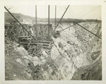 Kensico reservoir. View  showing excavated V-shaped gorge at east end of dam foundation. Contract 9. March 28, 1913.