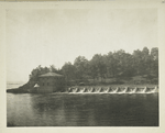 Kensico Influent Weir. View of Influent weir and chamber. To divert water from reservoir the gates in the chamber are opened and water flows into Kensico by-pass. Contract 55, September 20, 1917.