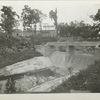 Kensico reservoir. View  showing Waste weir and foot bridge over Waste channel. Contract 9. August 12, 1915.