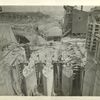 Hill View reservoir.  Downtake chamber showing sluice-gates in place for controlling flow of water to Downtake shaft in center. ... Contract 30. August 8, 1913.