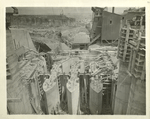 Hill View reservoir.  Downtake chamber showing sluice-gates in place for controlling flow of water to Downtake shaft in center. ... Contract 30. August 8, 1913.