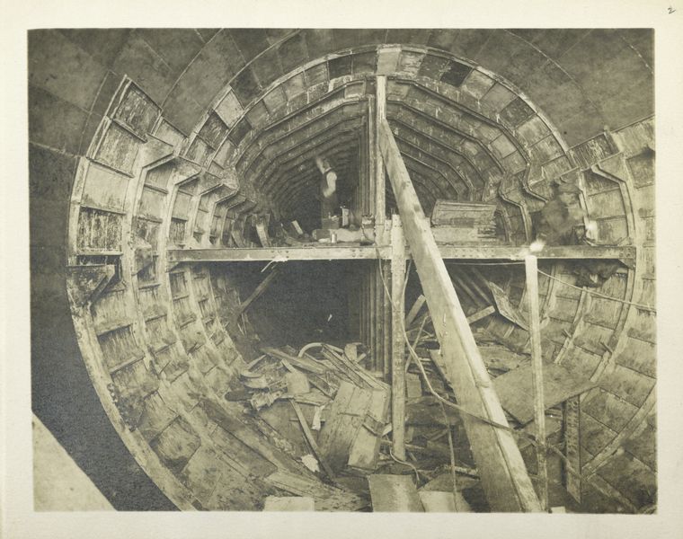 Yonkers pressure tunnel. One type of steel forms for lining tunnel ...