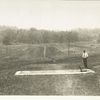 Boat hole. Boat hole (steel cover) at north end of the St. Elmo siphon. Central New England railroad crossing the siphon. Contract 17. August 21, 1917.