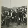 Organizations. Catskill aqueduct. Mayor George B. McClellan turnig the first sod at Indian brook at the ceremoies celebrating the inauguration of construction work. June 20, 1907.