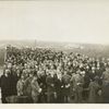 Organization. Ashokan reservoir. Group of visitors on top of Olive Bridge dam at celebration of the storag of water in Ashokan reservoir. Contract 3. October 11, 1913.