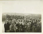Organization. Ashokan reservoir. Group of visitors on top of Olive Bridge dam at celebration of the storag of water in Ashokan reservoir. Contract 3. October 11, 1913.