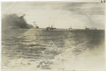 Smoke screen laid down by British destroyers to protect American vessels.