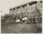 Soldiers pitching tents at the Plattcburg Officers' Training Camp.