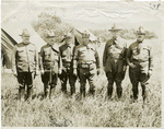 Officers of the 69th Regiment, New York National Guard. From left to right: Major Michael Lynch, Captain  Felix McSherry, Captain Bernard F. Cummings, Captain E. M. Dillon, Chaplain Francis P. Duffy and Captain B. J. Glynn.