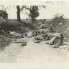 German position on a sunken road used as a trench, captured by French and American troops.