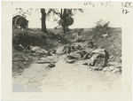 German position on a sunken road used as a trench, captured by French and American troops.