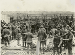 Americans searching German prisoners for papers and concealed weapons.