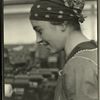 Smiling spinner with bandanna around hair