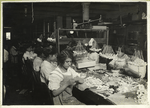 Table in a flower factory
