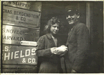 A young flower maker going out at noon for lunch and being "jollied" by the elevator boy
