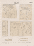 Ptolemaeer. Ptol. IV. Philopator I.  Theben [Thebes]: a-d.  Karnak. [a] Thor in der Umwallung vom Tempel A, [b.c.] Monolithes Tempelchen [Plan 12], [d] Tempel C. Raum D. e. Luqsor. Verbauter Block ; f.g. Dêr el Medînet [Dayr el-Madînah]. Tempel CC. Cella.