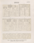 Ptolemaeer. Ptol. IX Euergetes II.  Edfu [Idfû]: a-d. Grosser Tempel.  [a.b.]Pronaos, aeussere Ostwand der Cella; c.d. Pronaos. Kleiner Tempel, über dem Eingang.