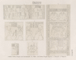 Ptolemaeer. Ptol. IX Euergetes II.  a. Ombos. Grosser Tempel, erste Säulenhalle; b.c. Philae.  [b-d] Grosser Tempel, Hypostyl, [e] Tempel P, [f] Tempel J.