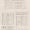 Ptolemaeer. Ptol. X Soter II.  a.b. Edfu [Idfû]: Grosser Tempel, Ostwand des Vorhofes; c. Philae: Im Innern des rechten Flügels von Pylon H; Kalabscheh: d.c. Nordöstliches Tempelhen; f. Verbauter Block im grossen Tempel.