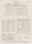 Ptolemaeer. Ptol. X Soter II.  a.b. Edfu [Idfû]: Grosser Tempel, Ostwand des Vorhofes; c. Philae: Im Innern des rechten Flügels von Pylon H; Kalabscheh: d.c. Nordöstliches Tempelhen; f. Verbauter Block im grossen Tempel.