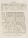 Ptolemaeer. Ptol. XIII. Neos Dionysos.  Philae. Grosser Tempel: a. Architrav über einer Thür [Plan No. 63]; b. Aussenseite des rechten Flügels von Pylon H.