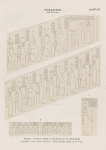 Ptolemaeer. Ptol. XVI. Cäsar.  Dendera [Dandara]: a. Aeussere Treppe an der Hinterseite der Säulenhalle; b.Architrav einer oberen Kammer; c. Kleine Kammer links vor der Cella.