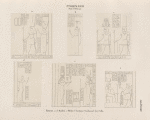Ptolemaeer. Ptol. XVI. Cäsar.  Erment [Armant]: a-d. Säulen; e. Pfeiler; f. Aeussere Nordwand der Cella.