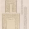Neues Reich. Dynastie XXVI.  Theben [Thebes]. Memnonia: a. Südl. Asasîf, Blendthür aus Grab 2 ; b. Nördl. Asasîf, Blendthür aus Grab 22; c.d. Sarkophagbreter. [c.d. jetzt im K. Museum zu Berlin.]