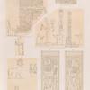 Neues Reich. Dynastie XXVI. a-e. Hamamât [Wadi Hammamat], Felseninschriften; f.g.  Theben [Thebes]. Karnak. Tempelchen J. Thürpfosten.