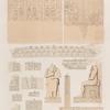 Aethiopen. Barkal [Jebel Barkal]: a.b. Zwei Altar aus Tempel F; c.d. Fragmente einer Basis aus Tempel L; e-m. Fragmente aus Tempel C, n-p. Statue aus dem  Dorfe Mêraueh. [a. und n-p. jetzt im Königl. Museum zu Berlin.]