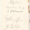 Menu with penciled autographs