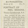 Portrait of Mrs. Siddons, by Thomas Gainsborough, R.A..