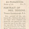 Portrait of Mrs. Siddons, by Thomas Gainsborough, R.A..