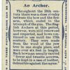 An archer. 1580. Time of Drake's Voyages.