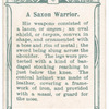 Arms and Armour. A Saxon warrior. 787 A.D. Time of Ravages of the Northmen.