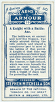 Arms and Armour. A knight with a battle-axe. 1314. Time of Battle of Bannockburn.