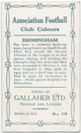 W.J. Beer, Birmingham, 1909-10.