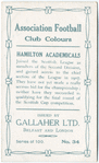 John Davie, Hamilton Academicals, 1909-10.