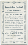 Mark Bell, Clapton Orient, 1909-10.