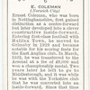 Ernest Coleman, Norwich City.