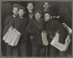 A group of news boys starting out in a snowstorm..., 1906