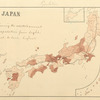 Japan, population, showing the relative amount of population from light, lowest, to dark, highest.