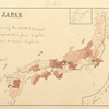 Japan, population, showing the relative amount of population from light, lowest, to dark, highest.
