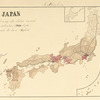Japan, cultivation, showing the relative amount of cultivation from light, lowest, to dark, highest.